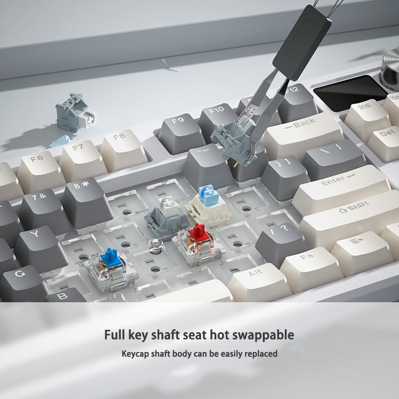 PCTENK Wired RGB Gaming Keyboard 84 Keys Mini Fashionable Style Hot Swap 2.4G Wireless Mechanical Keyboard Gateron New Computer
