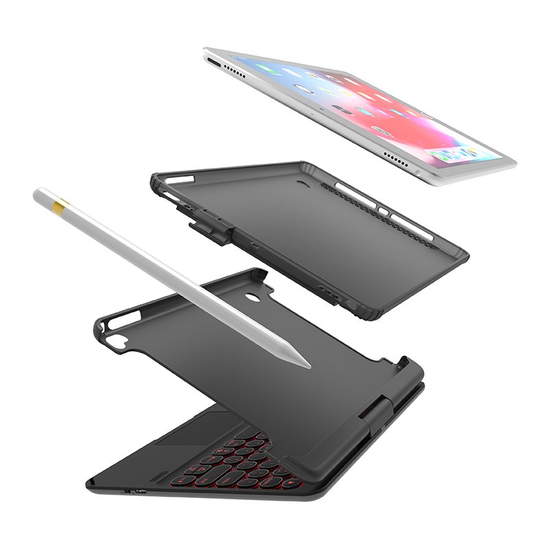 For Ipad iPad air2 /pro 9.7 / iPad 9.7 BT Rotatable Backlit Keyboard with Touchpad Wireless Detachable Keyboard Case