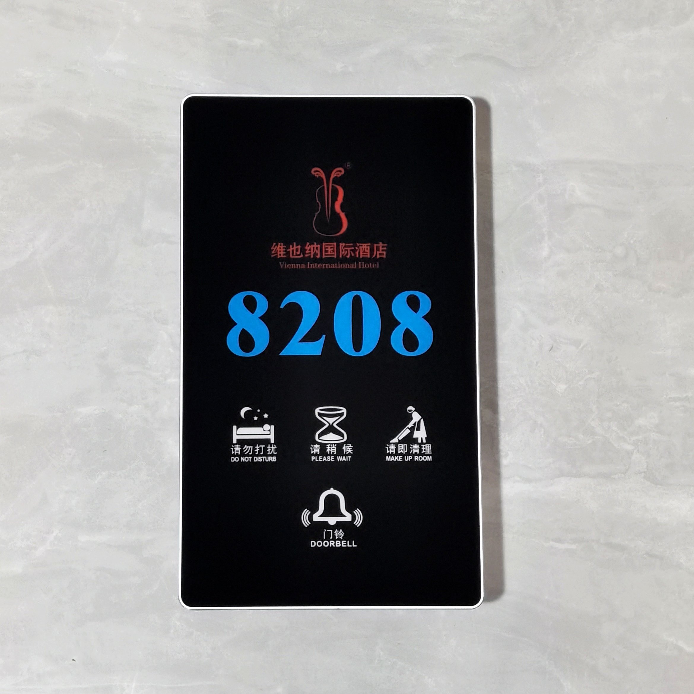 ABLE LED Doorplate Customized Logo And Room Number On Off Push Control Digital Door Lock