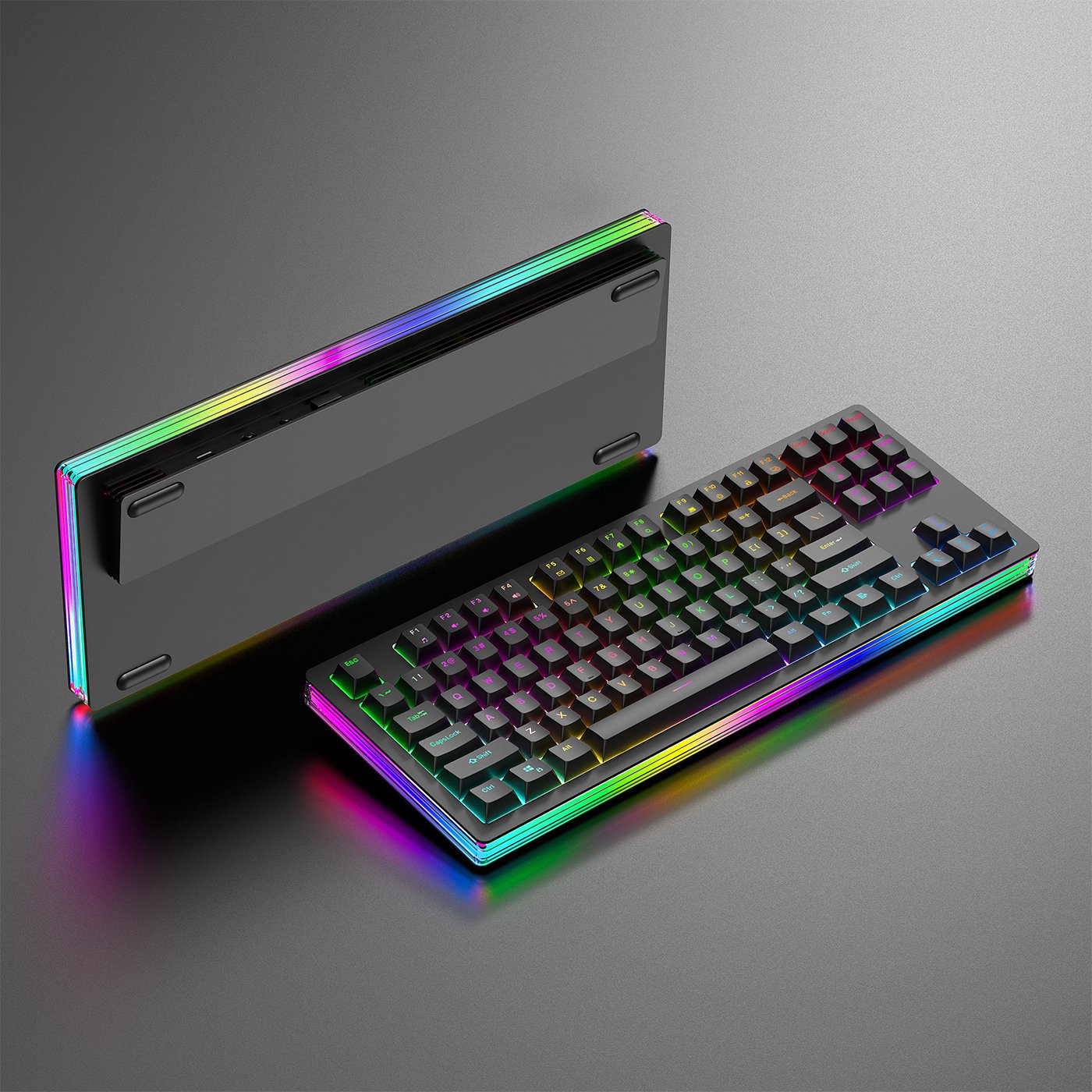 Hot Sale K8 C1 87 Keys Mechanical Keyboard Wired 75% Layout Green Switch RGB Backlit PBT Keycaps Metal Gaming Keyboard for Gamer