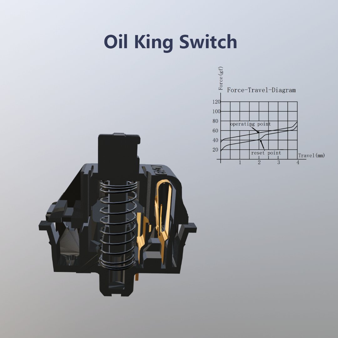 GATERON 2022 new Oil King switch Linear 55g force customized DIY 5pin Smooth mechanical keyboard switch
