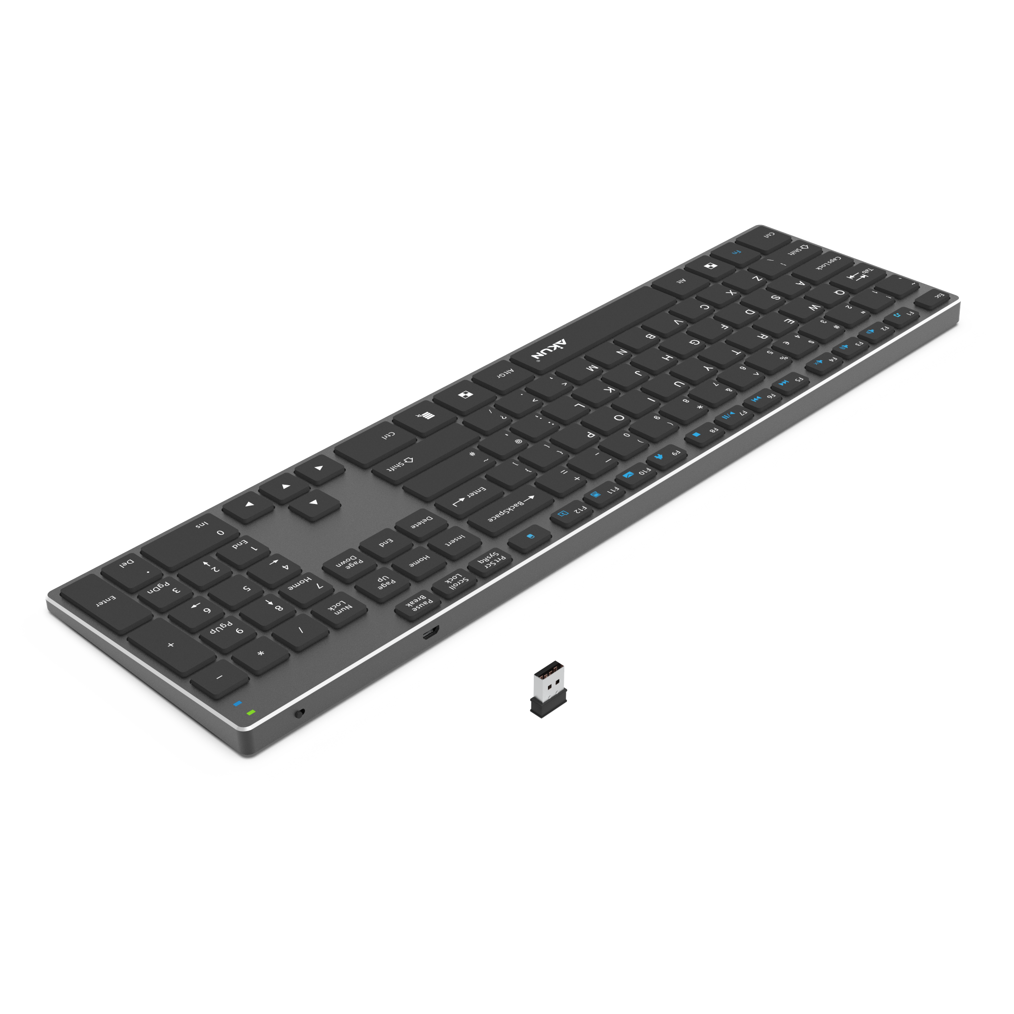 AIKUN Rechargeable Wireless aluminium keyboard 106 Quiet Keys,13 Shortcuts, Numeric Keypad,Auto Power Saving,Scissor Switch