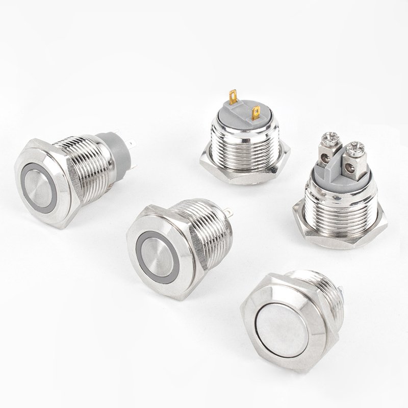 16mm 19mm 22mm IP67 Momentary LED 12v 24v 220v 20a 10a Metal Push Button Switches For Industrial Control Household Appliances