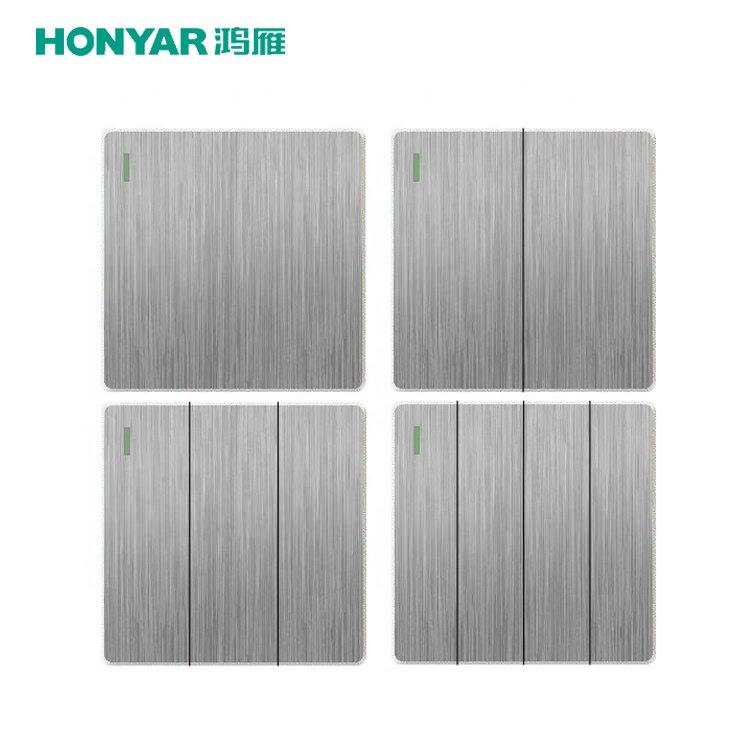 Honyar UAE Saudi Arabia UK Standard Single Double Brushed PC Electric Switches and Sockets