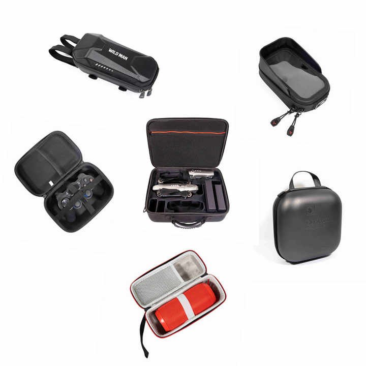 Custom travel carry eva hard zipper storage case for electronic ipad airpods earphones keyboard switch watch shaver eva bag