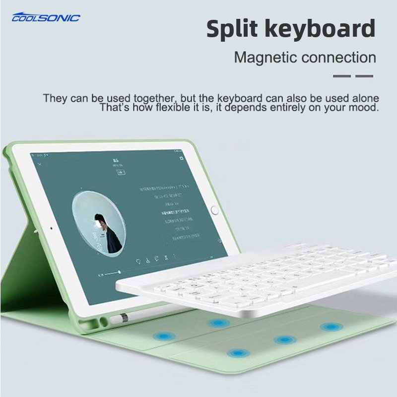 Full Protection Cover Soft Silicone Wireless BT Keyboard Tablet Case For iPad 9.7 Air1/ Air2 2013 2014 Tablet Cover