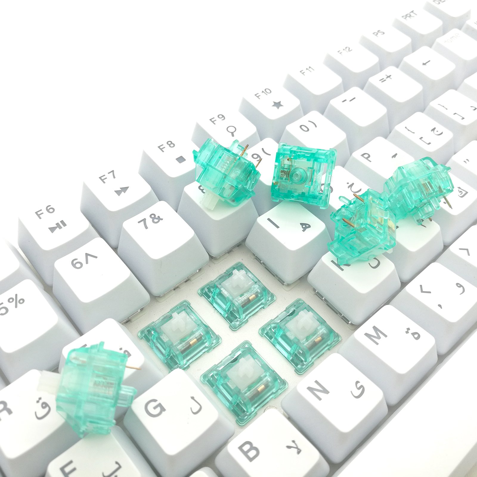 TECSEE Free Samples Ice Mint Keyboard Mechanical Switch 63.5g Double Gold Spring Replacement RGB Personalized Keyboard Switches