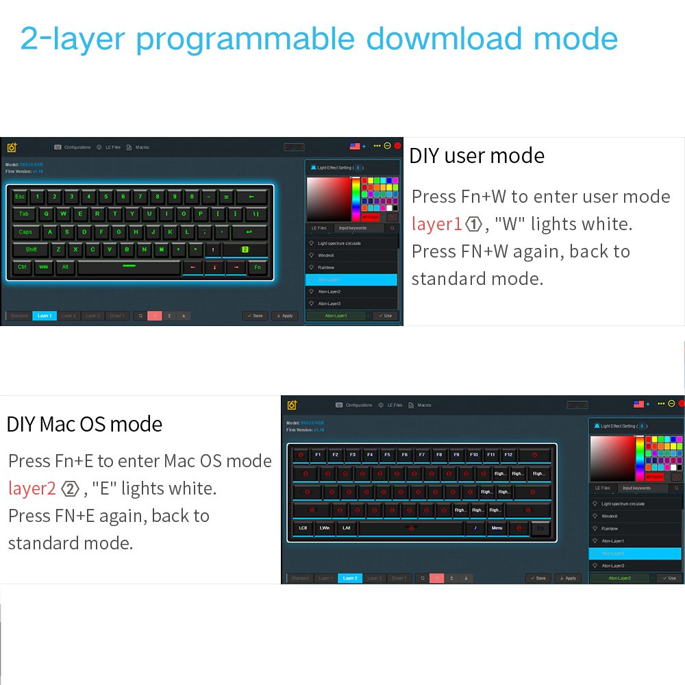 Hot sell skyloong GK61Gateron switch 60% rgb mechanical keyboard