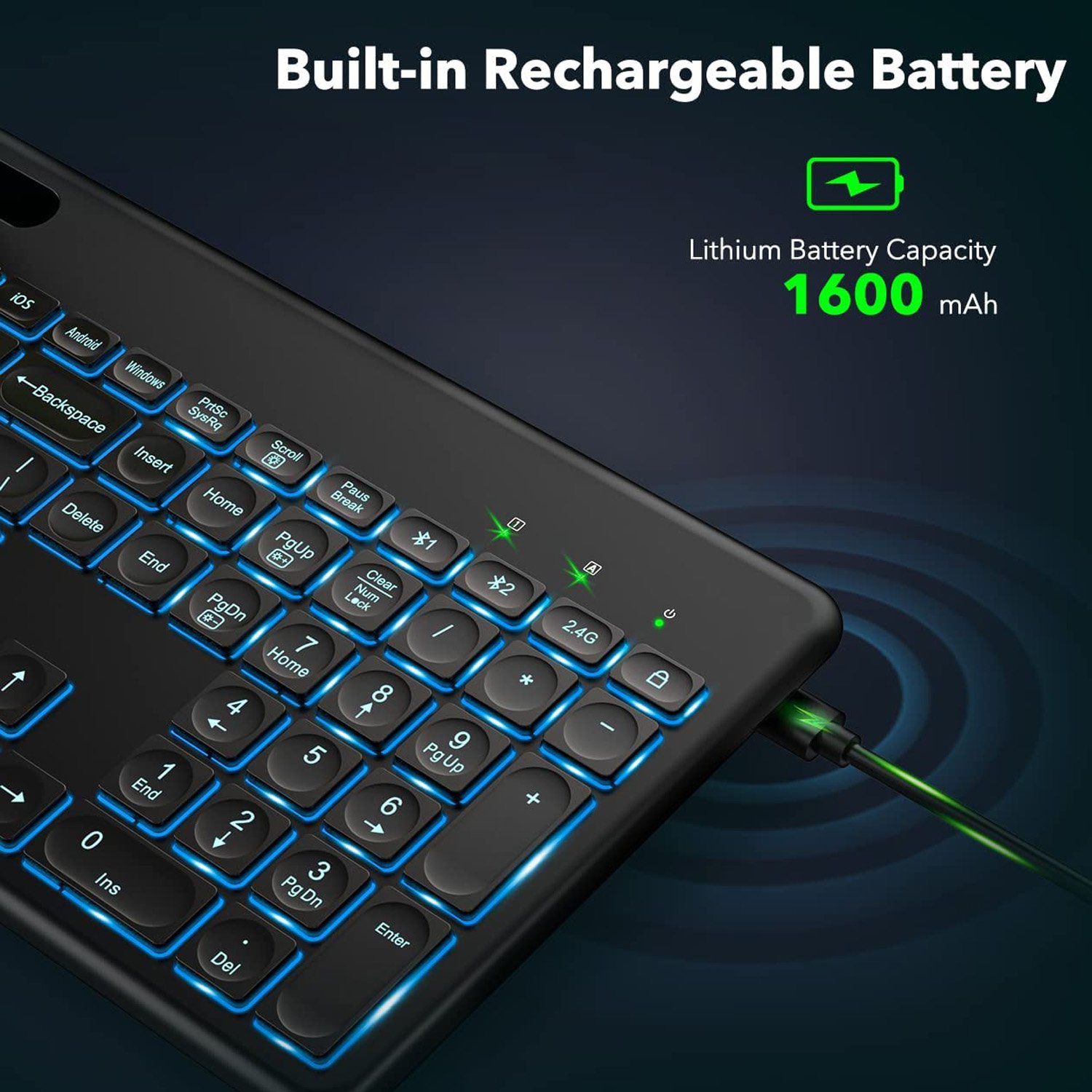 New Model 104 Keys Scissors Switches Backlit Type C Rechargeable Wireless Bluetooths Tablet Keyboard Rgb