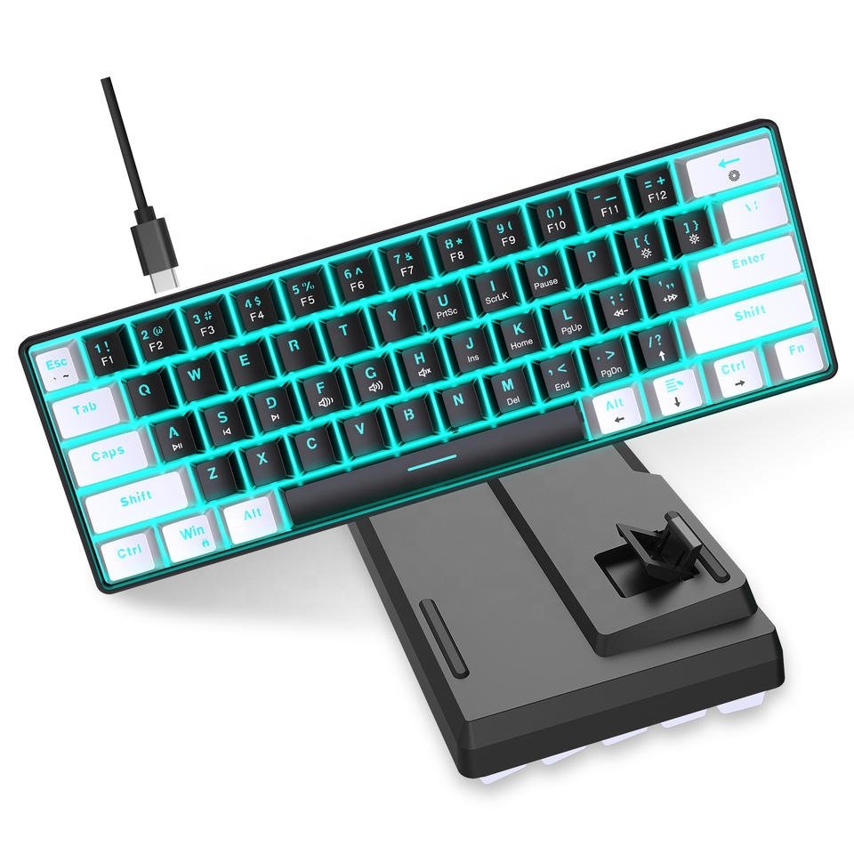 Customize 61 Keys white Switch Custom Keycap Mini USB Wired Gaming Fashion RGB backlit 60% mechanical keyboard