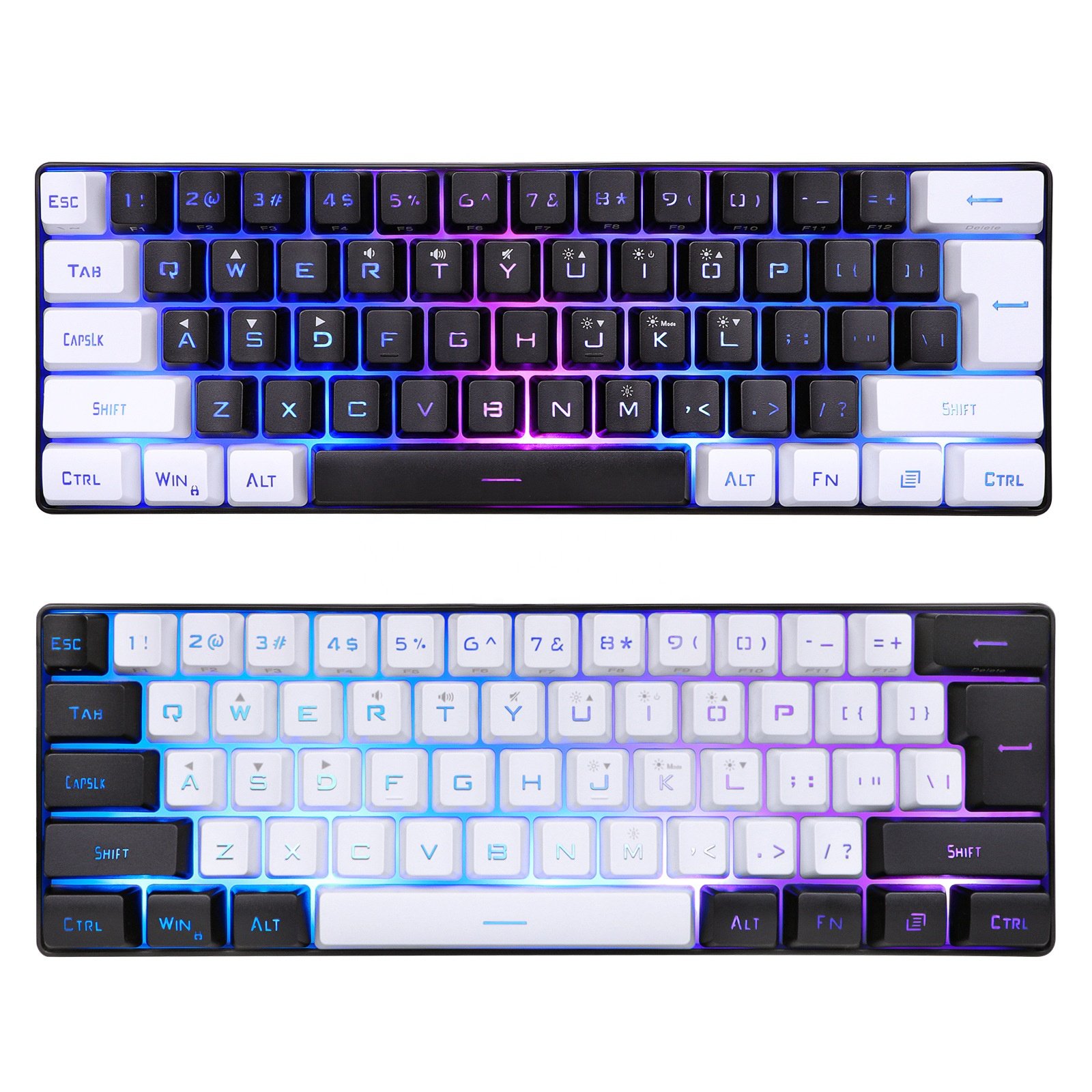 Customize 61 Keys white Switch Custom Keycap Mini USB Wired Gaming Fashion RGB backlit 60% mechanical keyboard