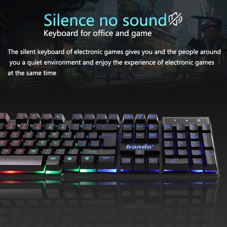 Factory sale PC keyboard mouse combos RGB keyboard ergonomic USB optical wired gaming keyboard and mouse