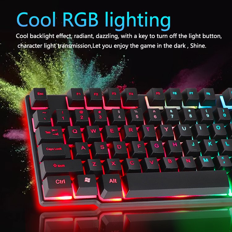 Factory sale PC keyboard mouse combos RGB keyboard ergonomic USB optical wired gaming keyboard and mouse