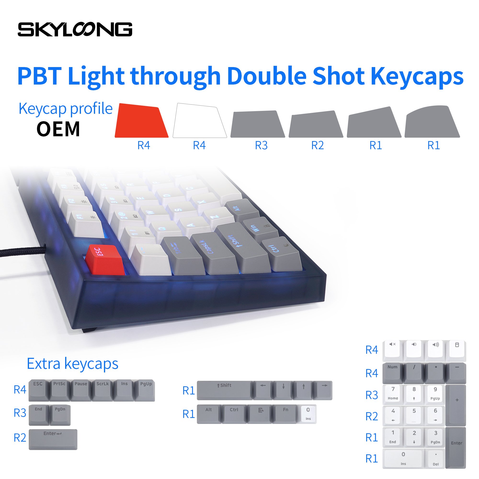 Skyloong new launch wired 75% win/mac single LED backlit optical switch hotswap mechanical gaming keyboard GK75