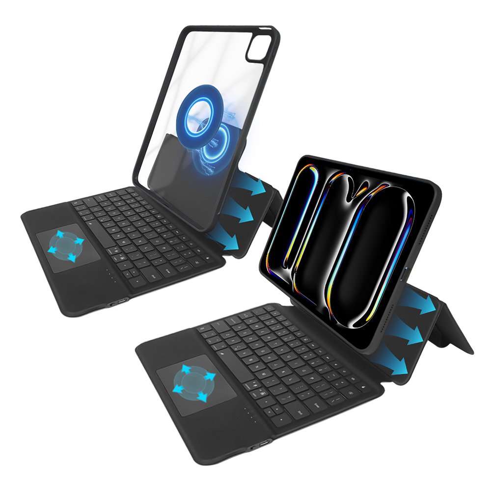 rotating clear back wireless keyboard case For iPad Pro 11 2024 touchpad wireless keyboard cover detached back