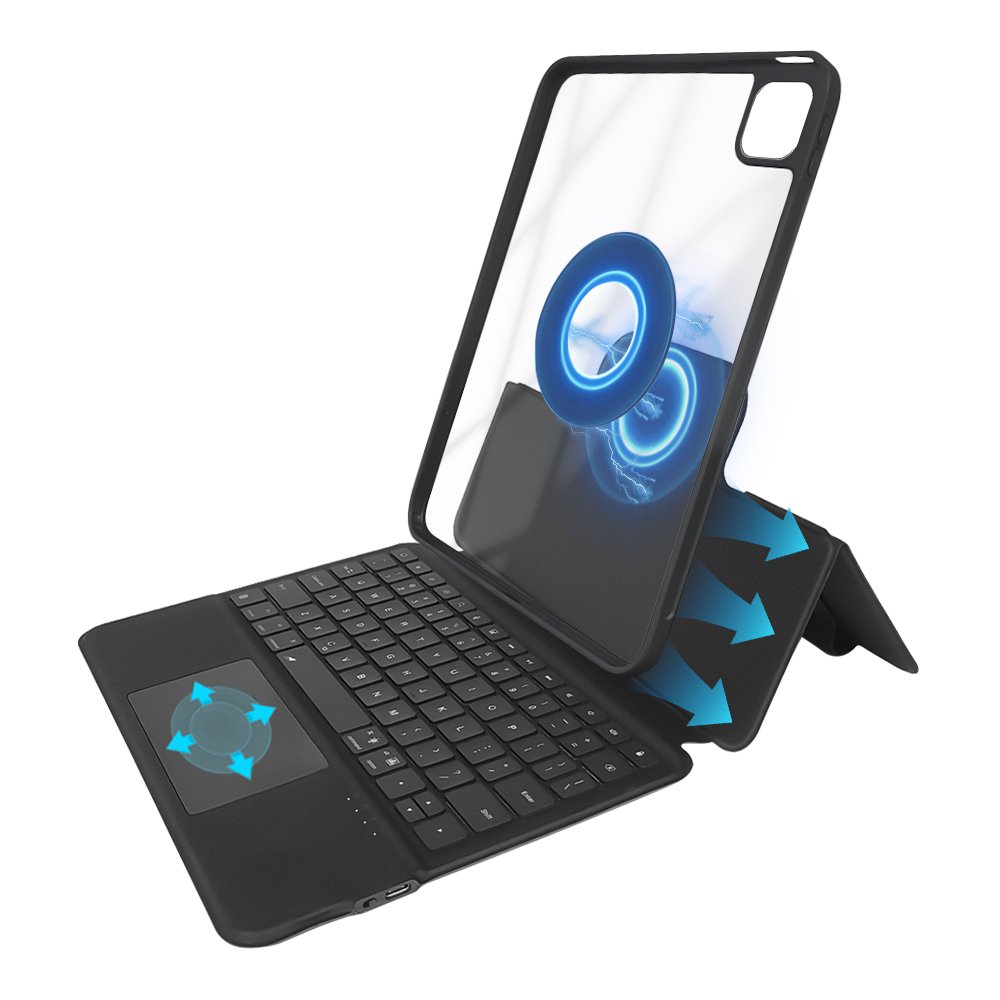 rotating clear back wireless keyboard case For iPad Pro 11 2024 touchpad wireless keyboard cover detached back