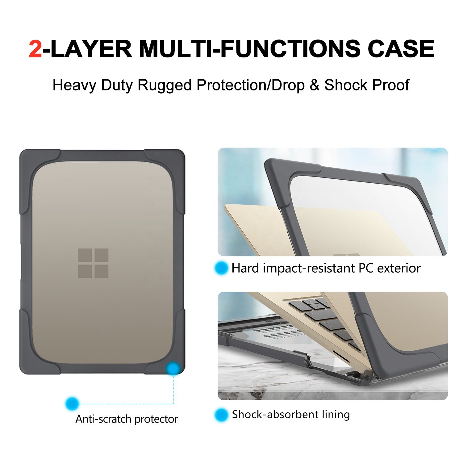 Laptop Case Rugged Shockproof Case Covers With Kickstand Anticollision for Surface Laptop 3 13.5 inch metal keyboard case