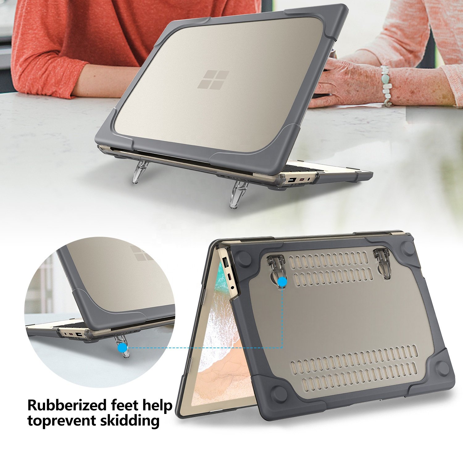 Laptop Case Rugged Shockproof Case Covers With Kickstand Anticollision for Surface Laptop 3 13.5 inch metal keyboard case