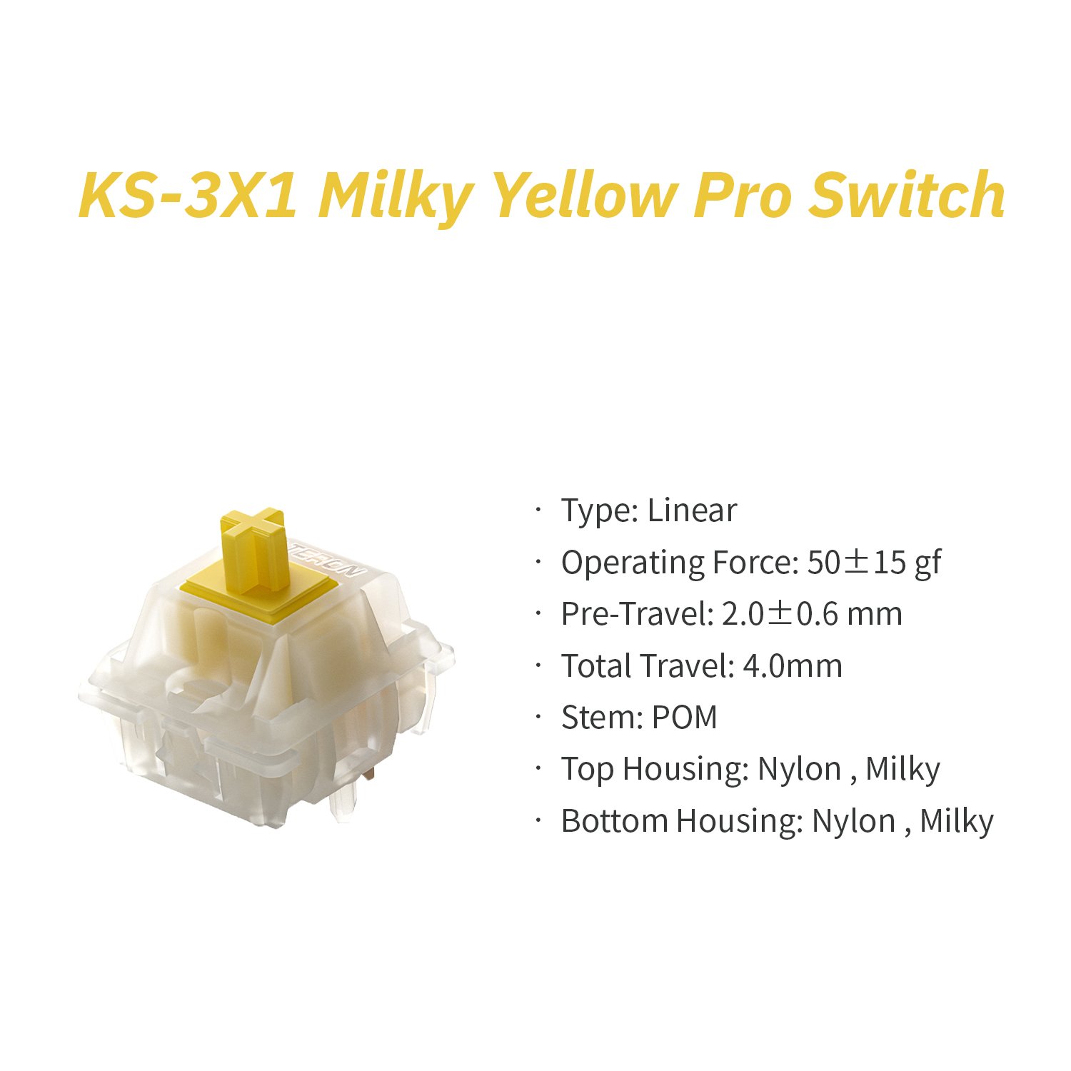 GATERON Fast delivery KS-3 X1 Milky Yellow Pro linear 5 pin in gift box 35pcs gaming mechanical keyboard switch