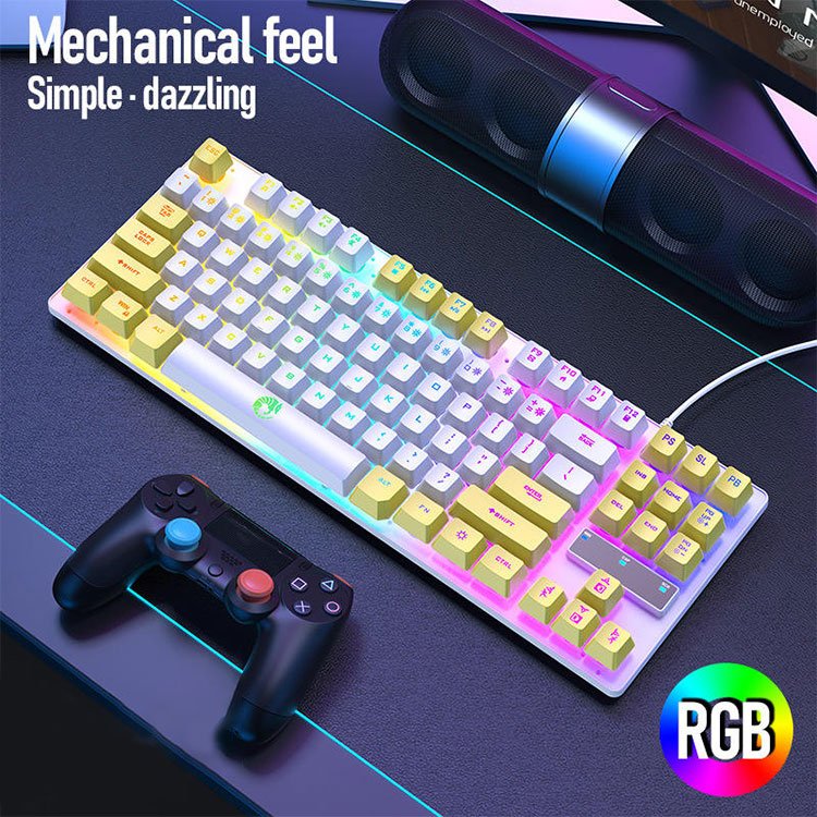 Wired 87 Keys Mechanical Gaming Keyboard RGB Backlight USB Interface Pc Keyboard For Desktop