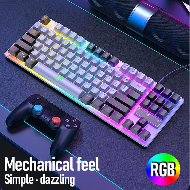Wired 87 Keys Mechanical Gaming Keyboard RGB Backlight USB Interface Pc Keyboard For Desktop