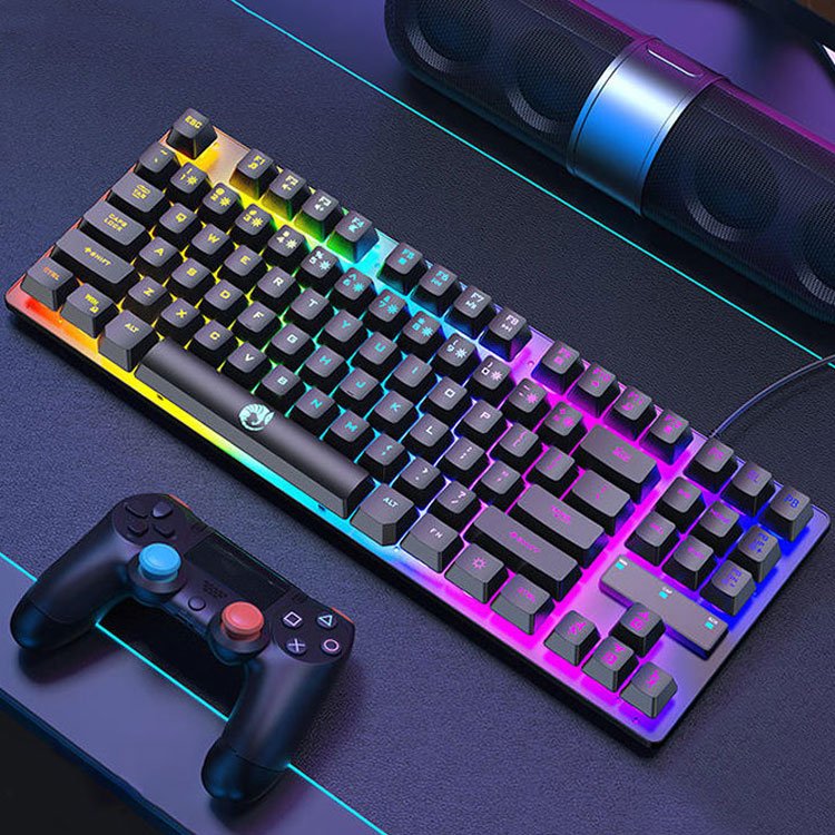 Wired 87 Keys Mechanical Gaming Keyboard RGB Backlight USB Interface Pc Keyboard For Desktop