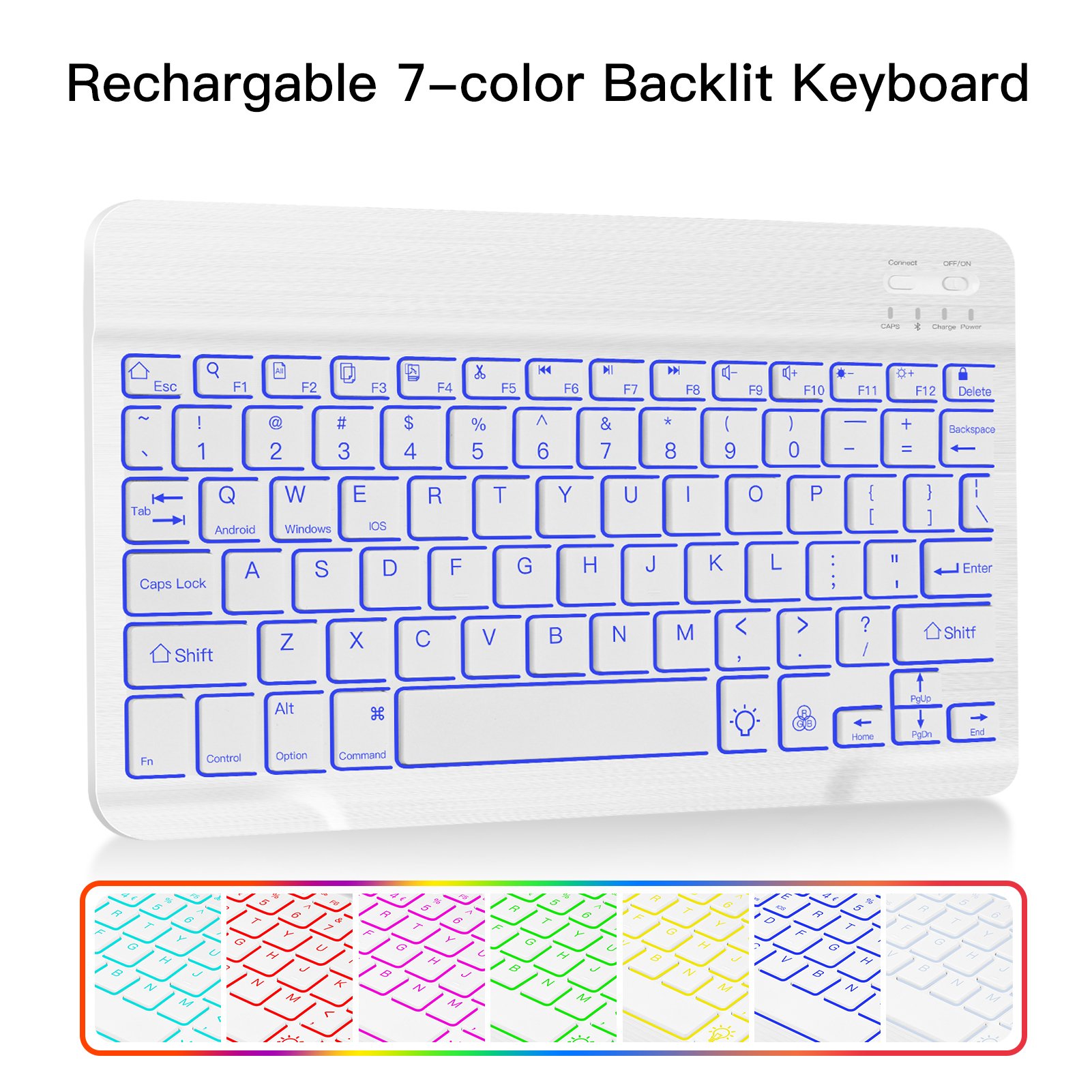 Tablet Keyboard Cover 7-rgb Backlit Bt5.1 Pu Leather Mobile Keyboard Case With Pencil Holder For Ipad Air 10.9 Inch