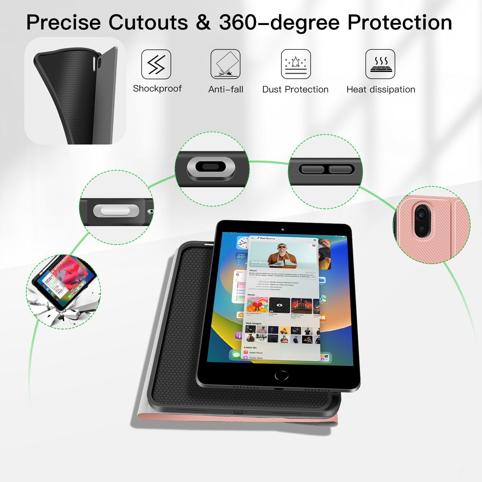 Tablet Keyboard Cover 7-rgb Backlit Bt5.1 Pu Leather Mobile Keyboard Case With Pencil Holder For Ipad Air 10.9 Inch