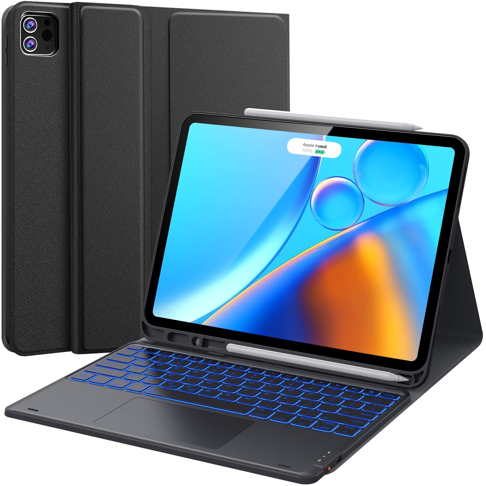 Wireless Detachable Tablet Keyboard with Pencil Holder Touchpad kickstand Case for iPad Pro 12.9 inch iPad air 13 inch M2 2024