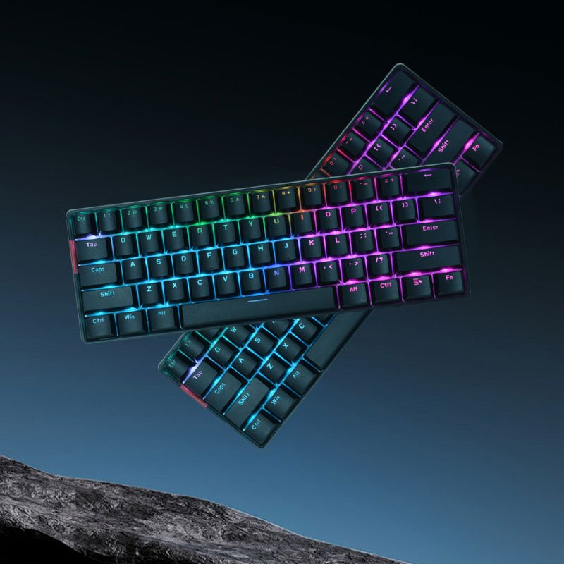 Can Hot Swappable Dual Mode Single Color 62 Keys Small Russian Version Office Machinery Keyboard