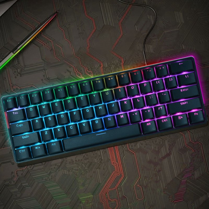 Can Hot Swappable Dual Mode Single Color 62 Keys Small Russian Version Office Machinery Keyboard