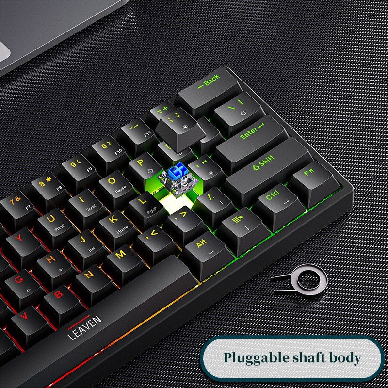 LEAVEN K620 60% Keyboard 61 Keys Blue Switch Custom Keycap Mini USB Wired Gaming Fashion RGB backlit optical mechanical keyboard
