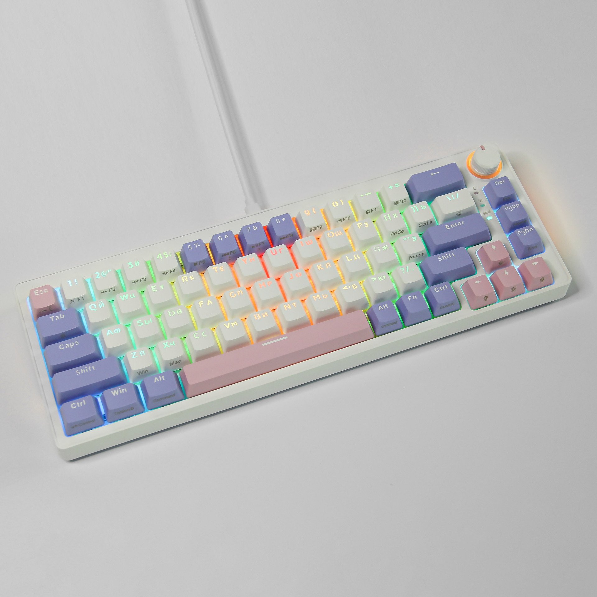 68keys English Russian Custom Wireless Mechanical Gaming Keyboard RGB Gaming Keyboard for PC Computer Laptop