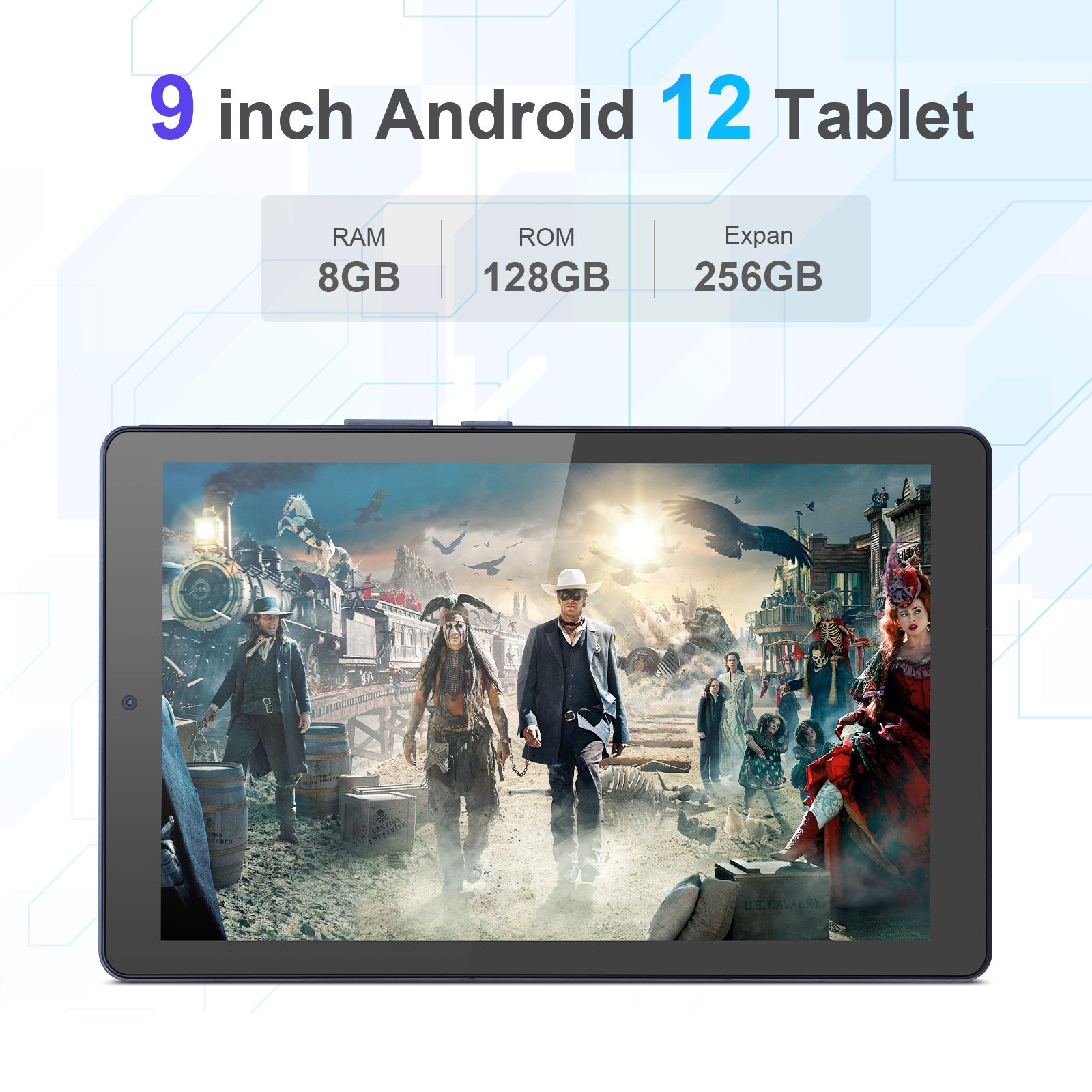 ODM Factory in China IPS Screen 9 inch 8000mAh Battery 8GB RAM 512GB ROM WiFi Tablet for Adults Dual Camera Android 12 Gray