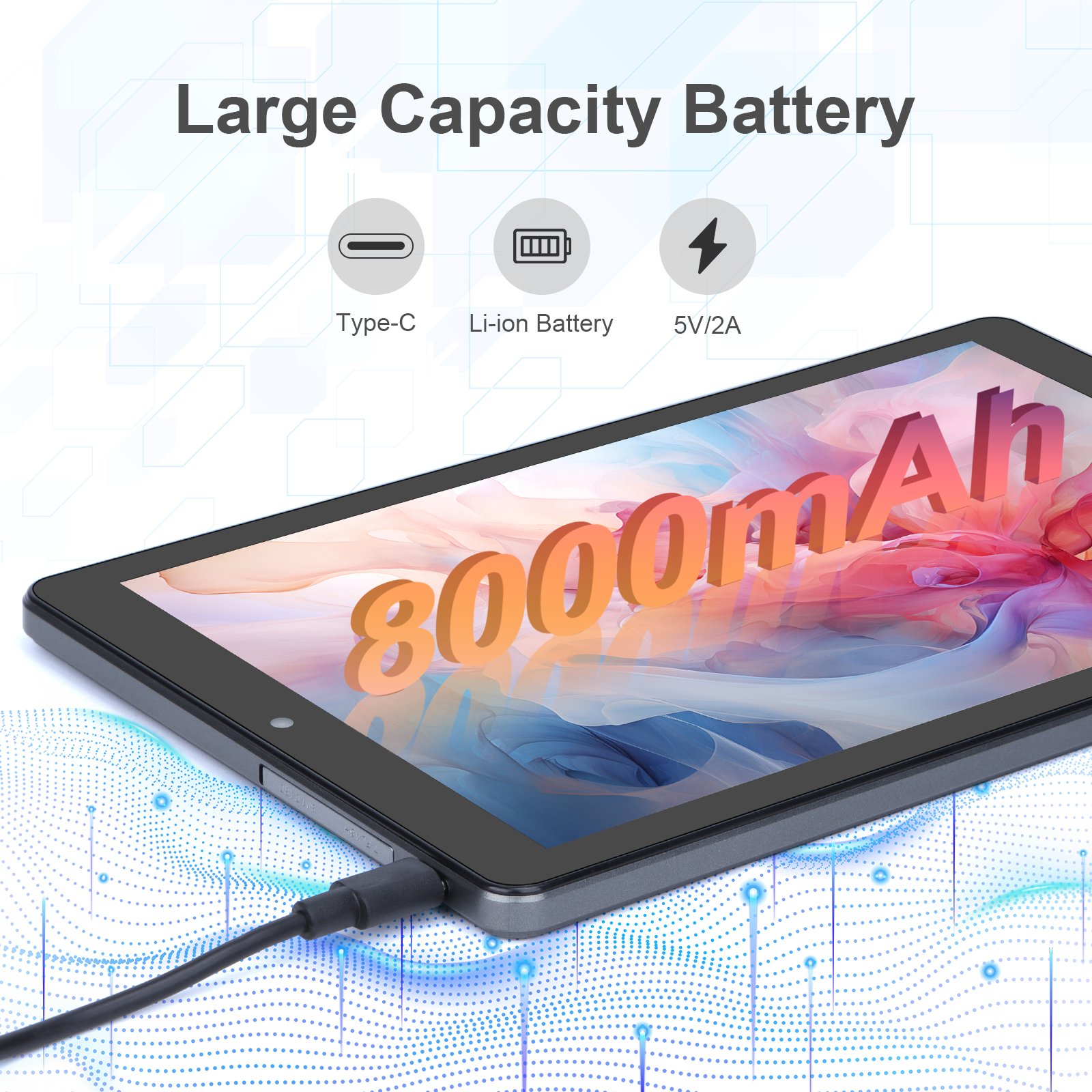 ODM Factory in China IPS Screen 9 inch 8000mAh Battery 8GB RAM 512GB ROM WiFi Tablet for Adults Dual Camera Android 12 Gray