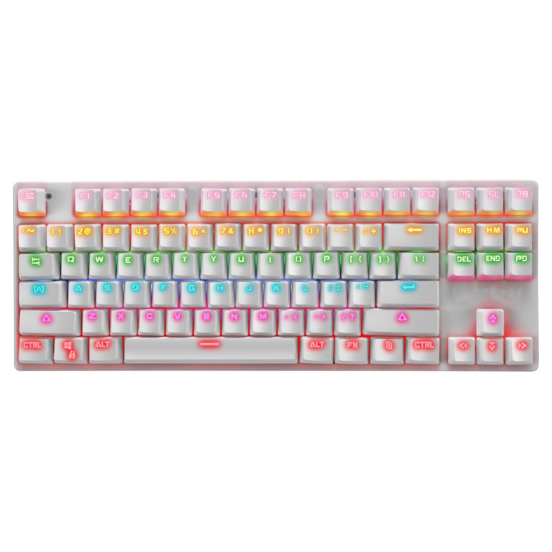 Punk Round Retro Keycap Backlit USB Wired English for PC Laptop Gaming Mechanical Keyboard