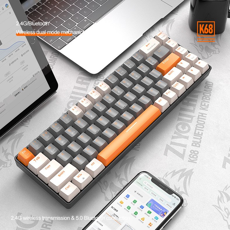 Custom Spanish K68 Wireless Mechanical Keyboard Hotswap Dual-mode Mini Mechanical Gaming Keyboards
