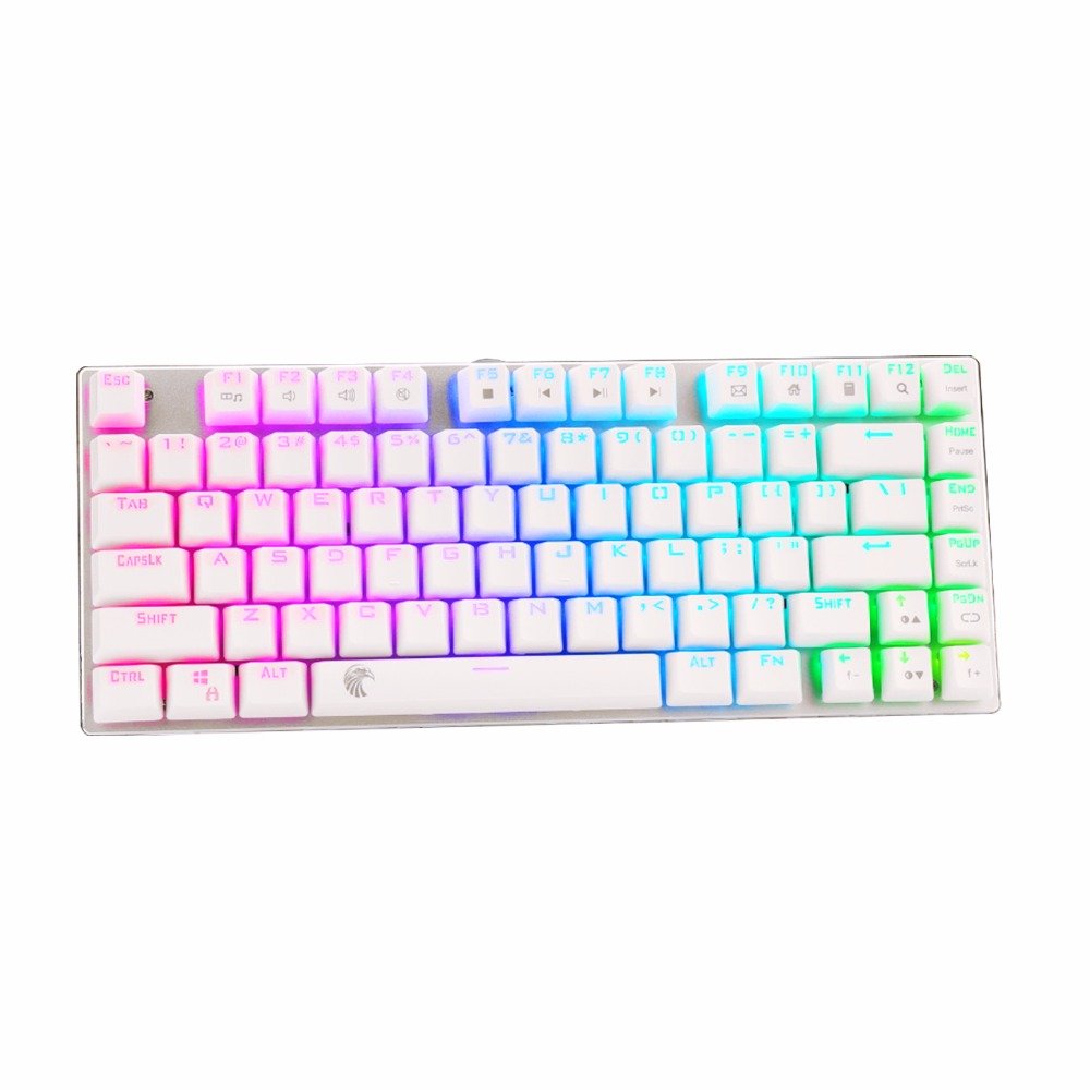 E Element z88 RGB White Mechanical Keyboard OTM Blue Switch US Layout 10 modes LED 81 keys small size for Travel