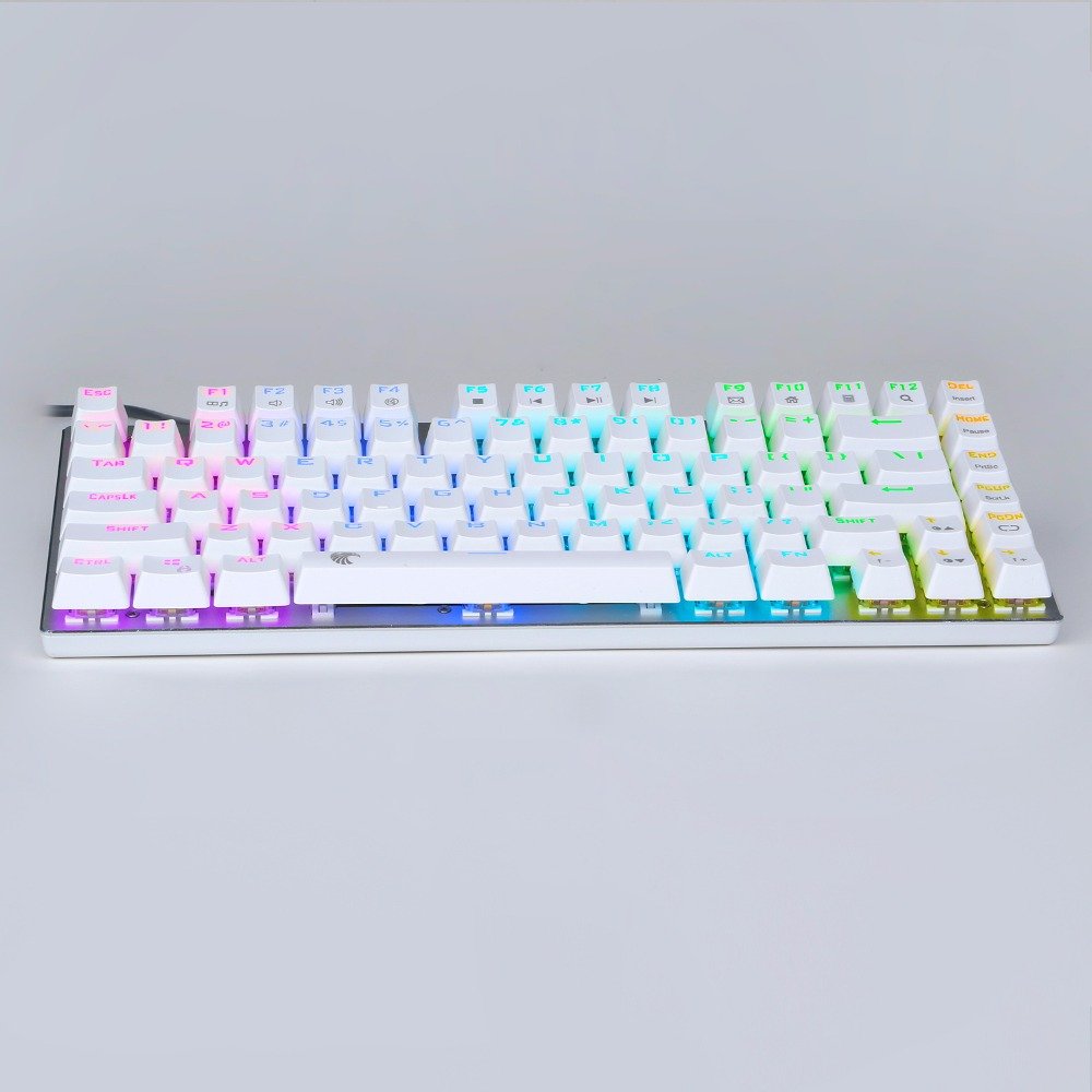 E Element z88 RGB White Mechanical Keyboard OTM Blue Switch US Layout 10 modes LED 81 keys small size for Travel