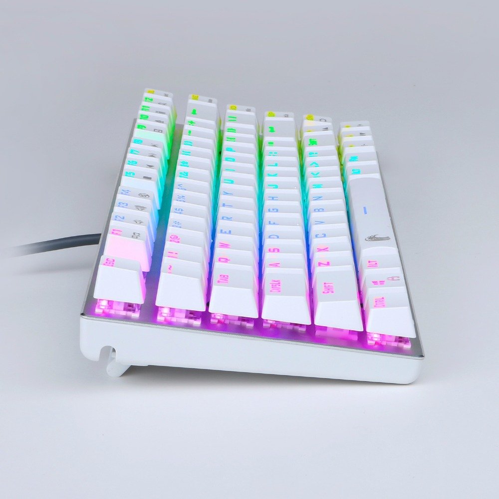 E Element z88 RGB White Mechanical Keyboard OTM Blue Switch US Layout 10 modes LED 81 keys small size for Travel