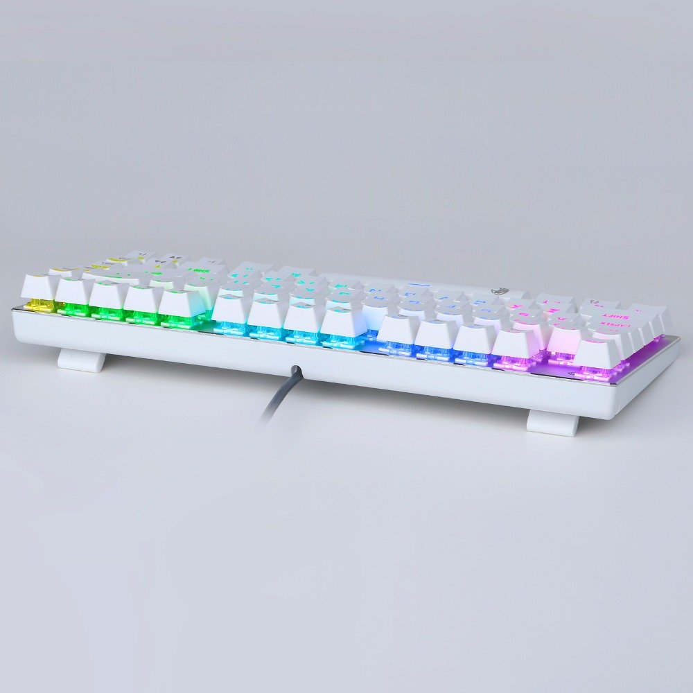 E Element z88 RGB White Mechanical Keyboard OTM Blue Switch US Layout 10 modes LED 81 keys small size for Travel