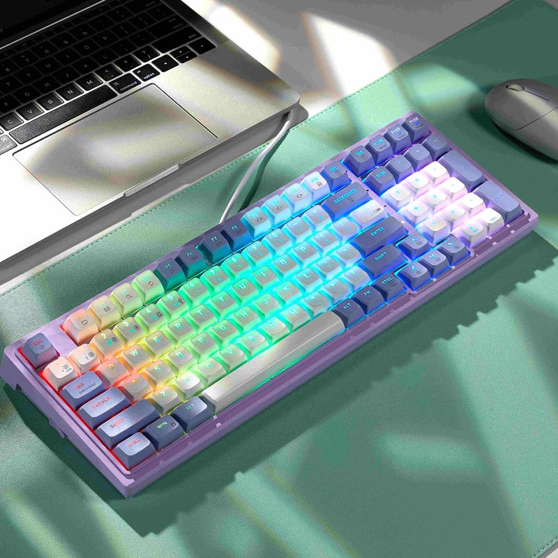 custom 99 keys led backlight ergonomic bluetooth wireless usb rgb gaming mechanical keyboard for android ios windows devices