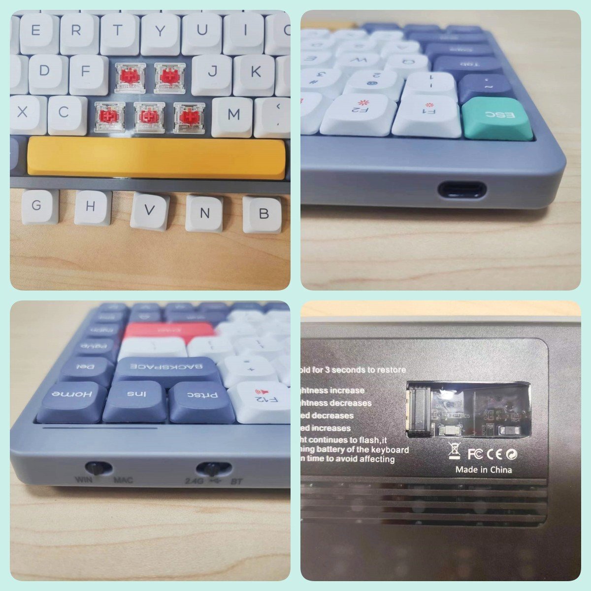 XK31B Keyboard 75% Compatible with Windows and Mac System Gateron Switch Low Profile Wireless Mechanical Keyboard