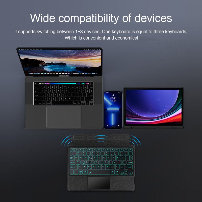 Leather Cover with Pen Slot BT Wireless Magnetic Detachable Keyboard Case For Samsung Tab S6 Lite Case with Keyboard