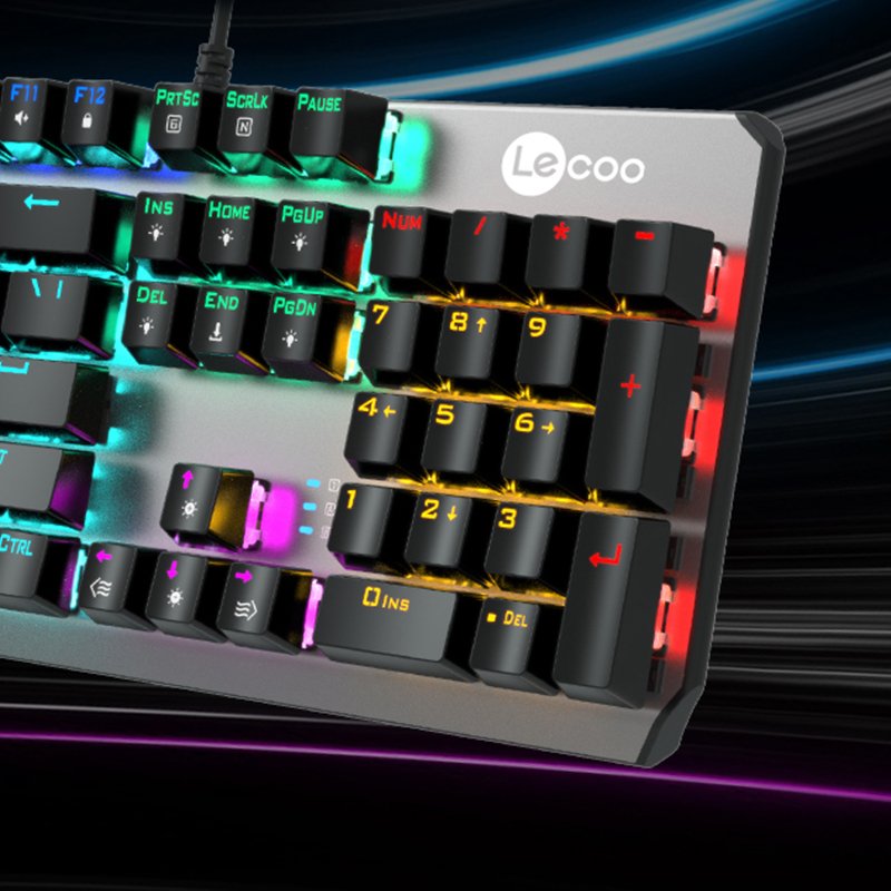 Lecoo wholesale blue switch rgb keyboard mechanical game keyboard laptop desktop wired keyboard