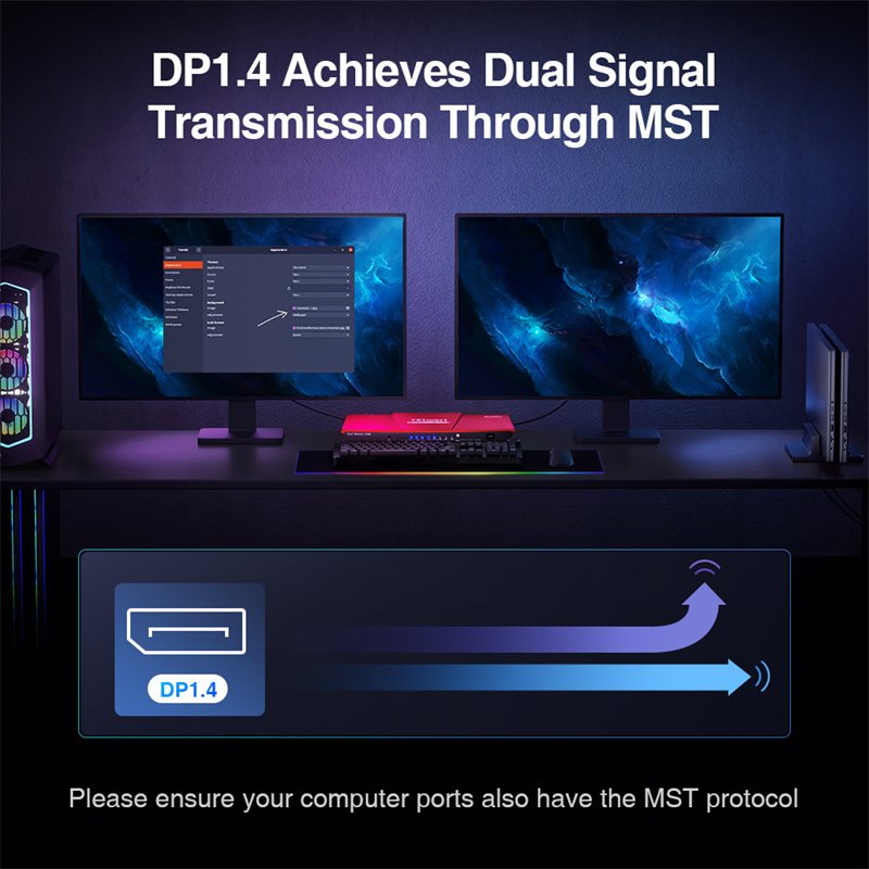 TESmart 4 Port 4x2 DP(MST)&USB-C Dual Monitor DP KVM Switch 4K 60Hz Hot Plug and Play Computer DisplayPort KVM with cable