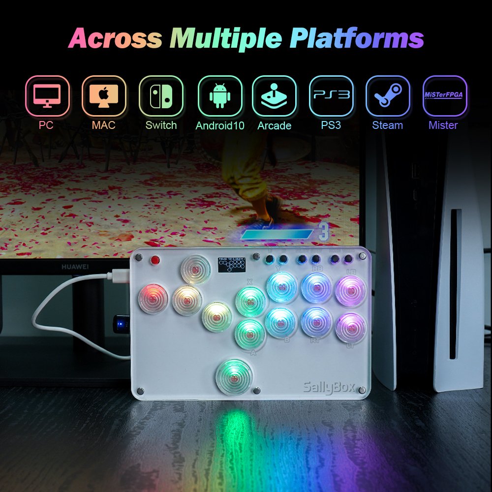 Mini Hitbox WASD SOCD Fighting Stick SallyBox LED Light Controller Game Controller for PC/PS3/PS4/PS5/XBOX/Switch/Android