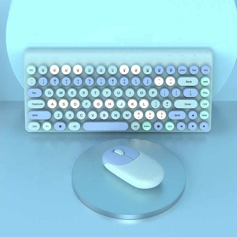 2.4g optical punk wireless keyboard and mouse set for office computer laptop girls gift