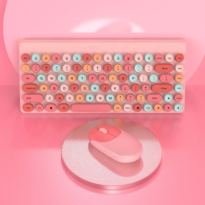 2.4g optical punk wireless keyboard and mouse set for office computer laptop girls gift