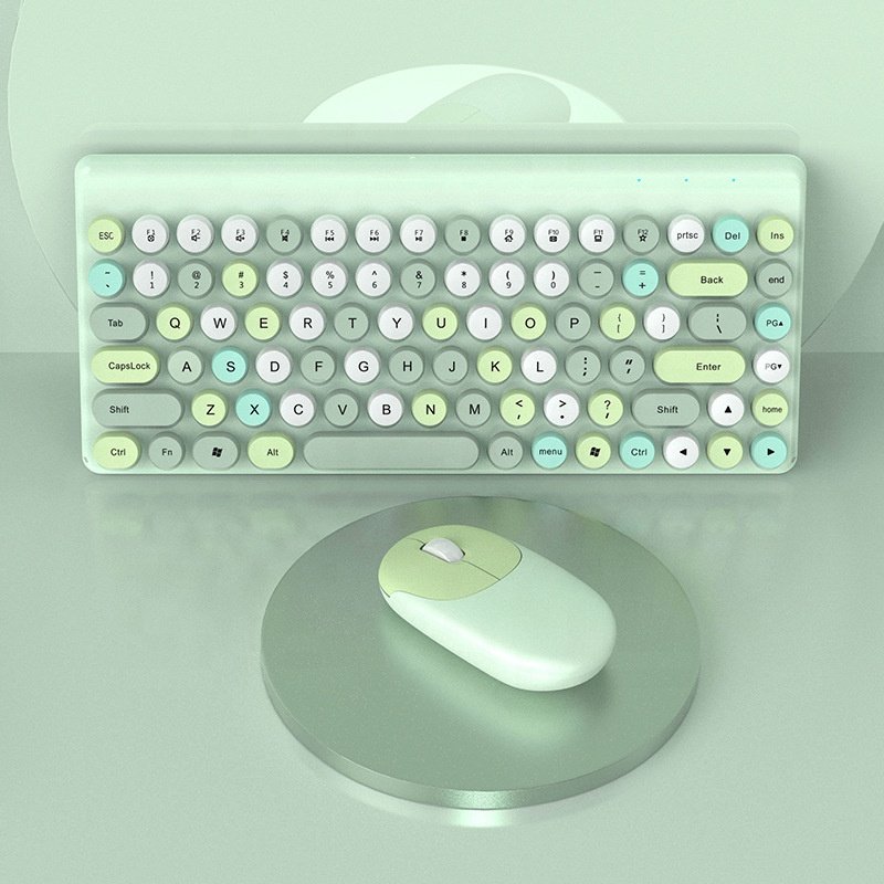 2.4g optical punk wireless keyboard and mouse set for office computer laptop girls gift